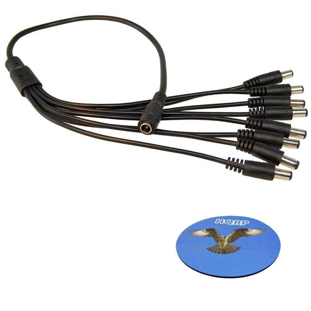 HQRP 8 Way DC Splitter Cable Cord for CCTV Security Camera System plus