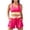 Hot Pink, variant on FchengtaiS Women Two Piece Athletic Swimsuits High Waisted Bikini Set Sporty Crop Top with Boy Shorts Color Block Bathing Suits