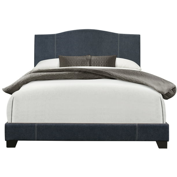 King All In One Modified Camel Back Upholstered Bed Denim Vintage Com Modified Camel Back Upholstered Bed, All In One King Bed