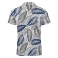 thumbnail image 5 of Navy Blue Grey Leaf Men Zipper T-shirt Summer Casual Short Sleeve T-shirt Top, 5 of 7