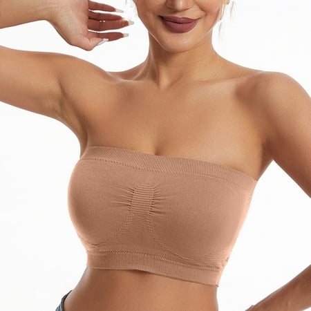 LLYWEY Bras No Underwire No Padding Discounts Racerback Bras Women Ladies Balconette Bra Style-1272 Women Seamless Bra Feature Adult Female T-Shirt Sports Bras Beige 34B