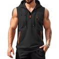 thumbnail image 2 of Dresfit Hoodie Mens Sleeveless Zip Up Tank Tops Drawstring Quarter Zip Running Shirts 2026 Summer Loose Oversized Muscle Fit Workout Tanks Black M, 2 of 4