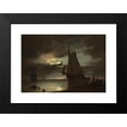 thumbnail image 2 of Carl Bille 14x11 Black Modern Framed Museum Art Print Titled - Moonlight on the Coast (1850), 2 of 5