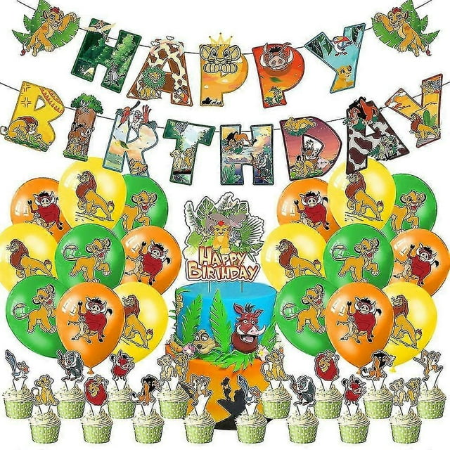 The Lion King Theme Birthday Decor Party Supplies Banner Balloons Cake Toppers Set Jungle Lion Party Decor For Kids