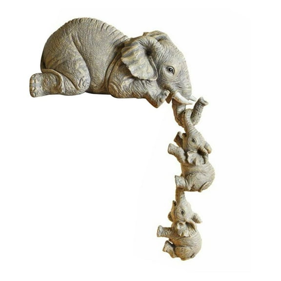 Elephant Decor Figurines,Cute Elephant Decor Statue,Mother and Two Babies Hanging Ornament Figurines for Table,Good Gifts for Elephant Lovers Decoration for Living Room, Bedroom, Office