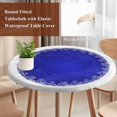 thumbnail image 4 of Navy Blue Christmas Snowflake Round Tablecloth, Fitted Table Cover with Elastic for 36"-44" Round Tables, Xmas Winter Modern Table Cloth Outdoor Indoor Dinning Party Waterproof Tablecloths, 4 of 7