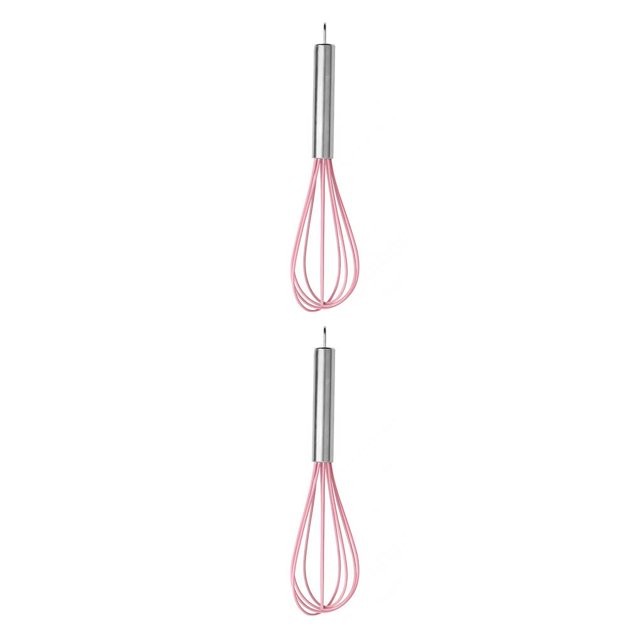 sweethay Batidor de silicona con mango de acero inoxidable Batidores de huevo Licuadora de mantequilla Utensilios de cocina para batir Rosado 2piezas