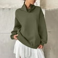 thumbnail image 5 of ZQGJB Fashion Sweatshirts for Women Long Sleeve Turtle Neck Solid Color Pullover Tops Loose Oversized Casual Basic Athletic Sweater T-Shirts Army Green XL, 5 of 7