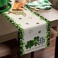 thumbnail image 4 of Lucky Clover Table Runner 90 Inches Long St. Patricks Day Lucky White Green Plaid Shamrock Table Runner Dresser Scarves for Dinner Parties Washable Cotton Linen Table Runners 13" x 90", 4 of 6