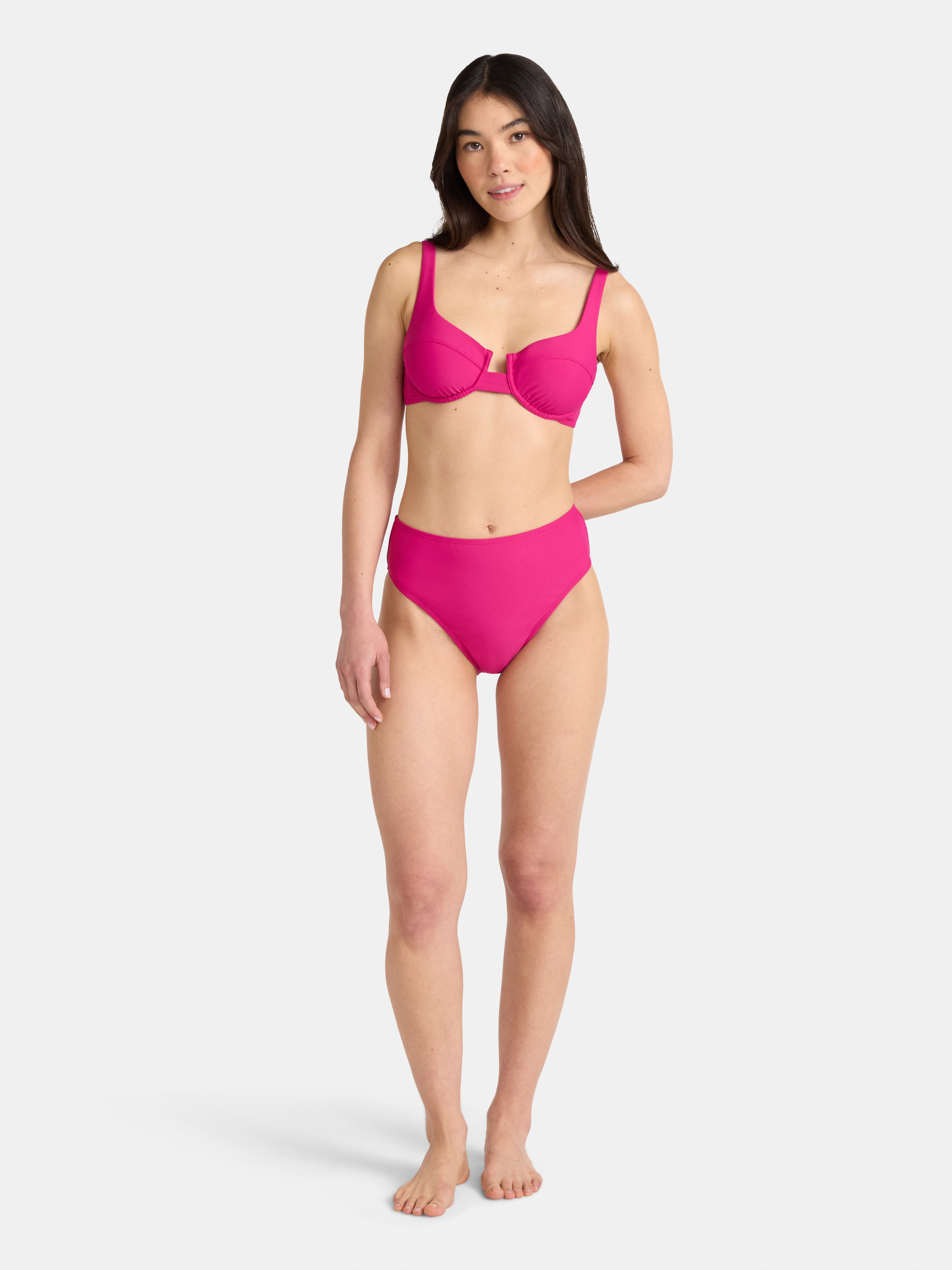 No Boundaries High Waist Cheeky Bikini Bottoms, Women’s