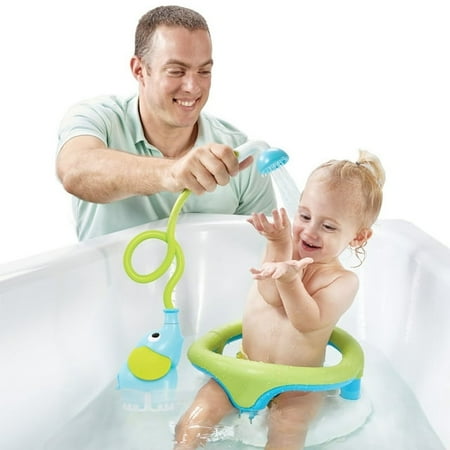 Yookidoo Elephant Baby Shower - Blue Elephant Water Pump and Trunk Spout Rinser - for Newborn Babies in Tub Or Sink