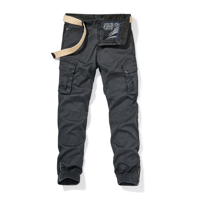 Men's Multi-Pocket Cargo Pants - Durable Outdoor Casual Wear, Washed Finish for Comfort and Utility