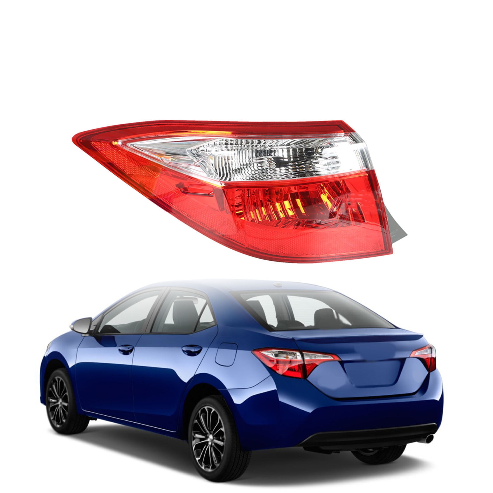 Genrics For 2014 2015 2016 Toyota Corolla Red Halogen Outer Tail Light Lamp Driver Left
