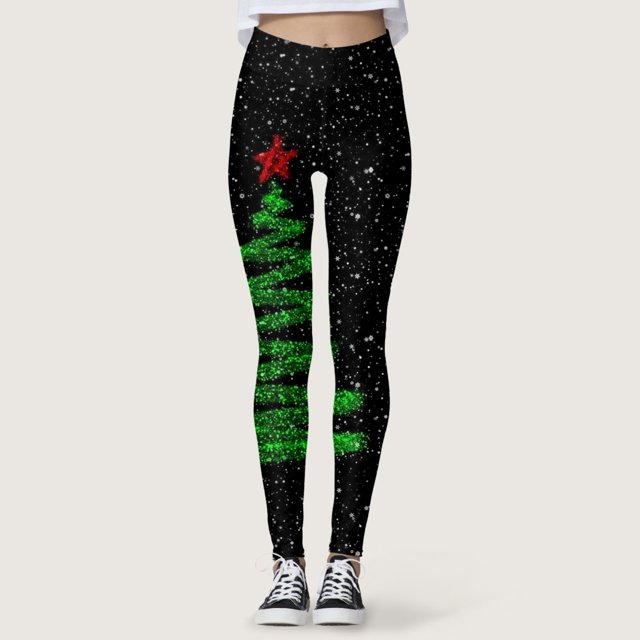 MKLEKYY Ropa deportiva para mujer, leggings de compresión con estampado digital 3D de brujas navideñas para yoga, correr, gimnasio, fitness