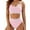 Pink, variant on TMOYZQ High Waisted Bikini Sets for Women Ribbed Swimsuit High Cut Color Block Adjustable Straps Bathing Suit M~XL