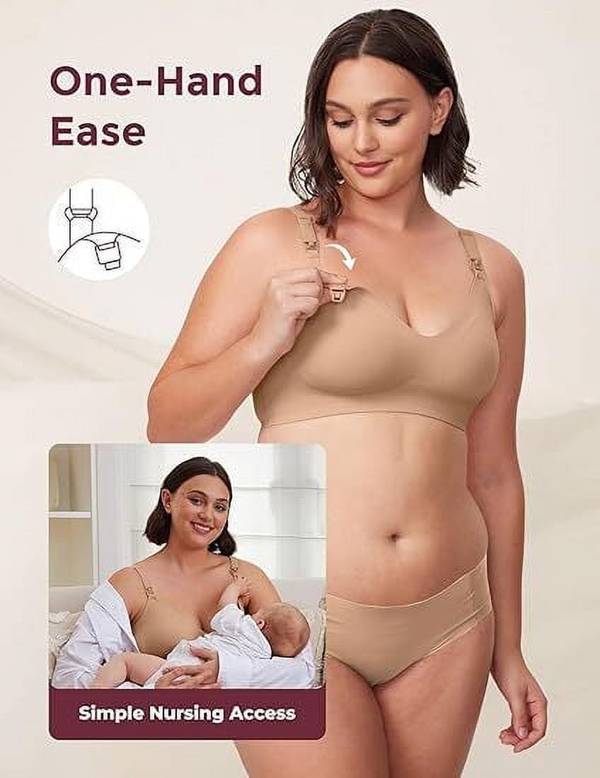 Momcozy Nursing Bras for Breastfeeding, Seamless Ultra Comfort Maternity Bra, Natural Shape, Pregnancy Sleep Bralette