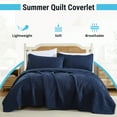 thumbnail image 2 of THD Winston - 3 Piece Full Queen Size Quilt Set, Lightweight Queen Bedspread Coverlet Set (Full/Queen, Navy Blue), 2 of 6