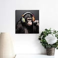 thumbnail image 3 of Nawypu Modern Pop Art Decor - Framed - Thinking Monkey With Headphones Canvas Print Home Decor Wall Art, Gallery Wrap Inner Frame, 16x16in, 3 of 4