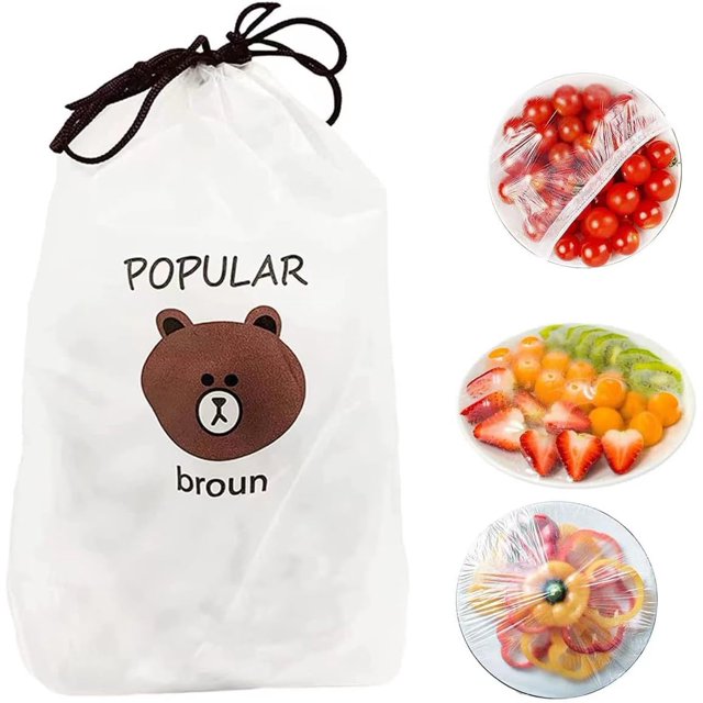 100 bolsas de plástico elásticas para almacenar alimentos, bolsas de plástico transparente para conservar frutas y almacenar alimentos