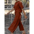 thumbnail image 4 of Lentta Women's 2 Piece Outfits Sweatsuit Casual Short Sleeve Pullover Tops and Drawstring Wide Leg Pants Lounge Sets, 4 of 11