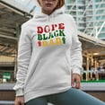 thumbnail image 2 of Dope Black Dad, Groovy Retro Wavy Text Merch Gift, White Hooded Sweatshirt or Hoodie, Small, 2 of 5