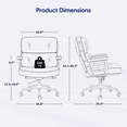thumbnail image 3 of Raffle Pinker Genuine Leather Office Chair Executive Chair Ergonomic Desk Chair with Lumbar Support,Adjustable Swivel, White, 3 of 11
