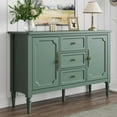 thumbnail image 2 of Heynemo Storage Cabinet with 2 Doors & 3 Drawers, Mid-Century Sideboard Cabinet with Adjustable Shelves, Wood Buffet Cabinet with Turned Legs, Ideal for Entryway, Living Room, Dining Room, Green, 2 of 8