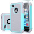 thumbnail image 1 of HAHDAXIA Case for iPhone 4, iPhone 4S Case with [2 Pack] Tempered Glass Screen Protector, Shockproof Defender Armor Protective Dual Layer Hybrid TPU Plastic Rugged Case for iPhone 4S/iPhone 4, 1 of 7