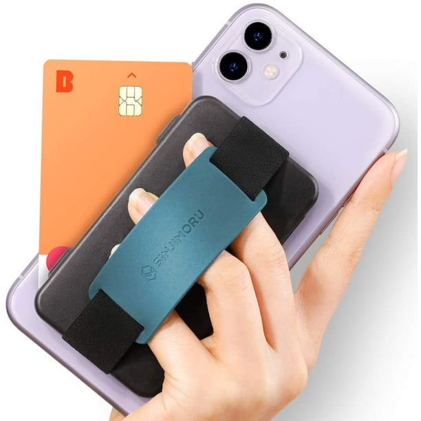 Sinjimoru Étui portefeuille pour porte-cartes de téléphone portable, porte- cartes de crédit pour sangle de téléphone pour l'arrière du téléphone,  téléphone en silicone sécurisé 