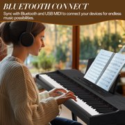 Ktaxon Digital Piano 88 Key Semi Weighted Keyboard with Foldable Bench for Beginners Triple Pedal, Black