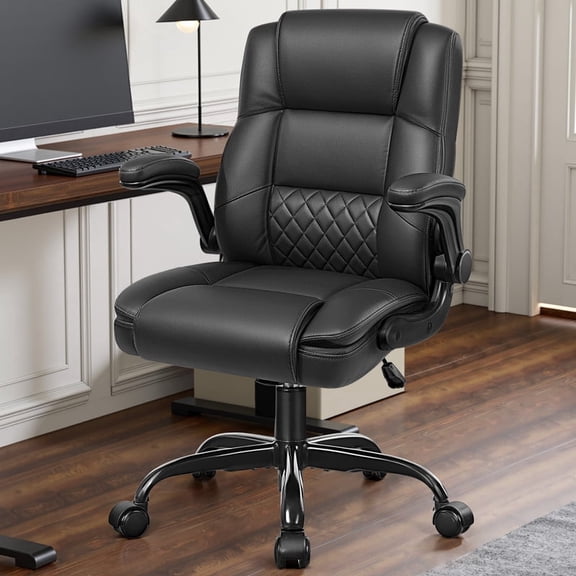 ALLGOD Leather Office Chair 400lbs, Ergonomic Desk Chairs with Back Support, Computer Chair with Wheels and Adjustable Armrest for Home Office, 360°Swivel Free, Black