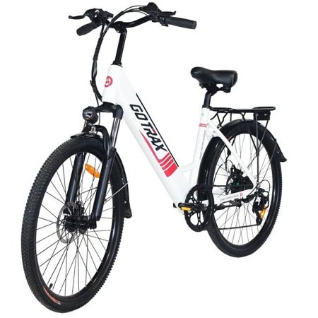 Gotrax Endura 26" Electric Bike with 28 Miles (Pedal-assist1) by 36V Battery, 15.5Mph Power by 250W, 3 Pedal-Assist Levels & Adjustable Seat, 7-Speed & Front Shock Absorber for Adult Bicycle White