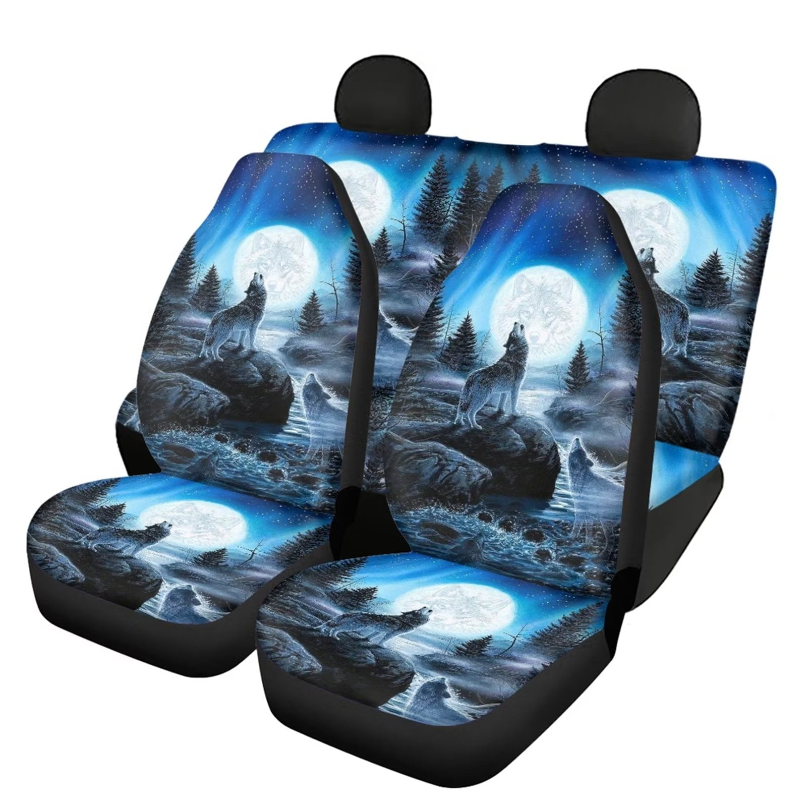 FKELYI Wild Whistle Wolf Car Seat Covers Sets for Women Men Rear Seat