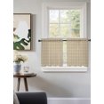 thumbnail image 3 of Taupe Gingham Tier Curtains 36 Inch Length,Sheer Curtains for Bedroom Living Room Window Modern Minimalist Geometric Plaid Rod Pocket Drapes Kitchen Curtains Small Half Window 27.5"x36" 2 Panels, 3 of 7