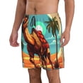 thumbnail image 2 of Cauagu Cool Camel Oasis Vibes Print Men's Swim Trunks,Hawaiian Bathing Suit Swimsuits Beach Shorts with Pockets for Men Quick Dry Swimming Board Shorts-Small, 2 of 6