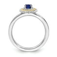 thumbnail image 2 of 925 Sterling Silver & Real 14kt Stackable Expressions Created Sapphire Ring Size: 7; for Adults and Teens; for Women and Men, 2 of 5