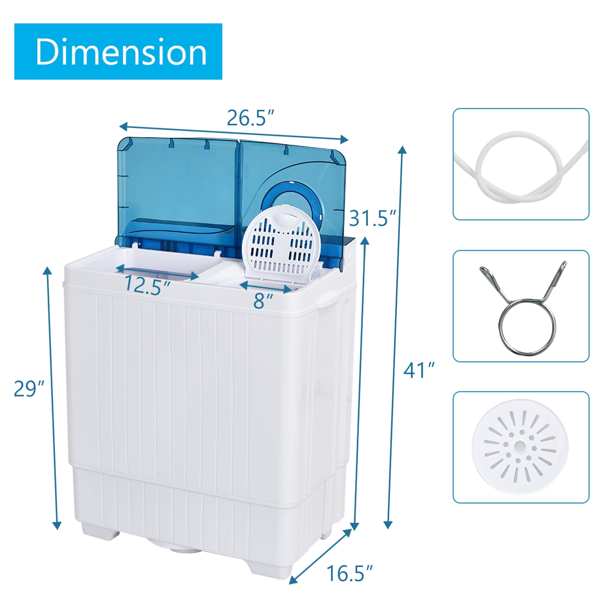 Gymax Portable Semi-automatic Washing Machine 26 lbs Twin Tub