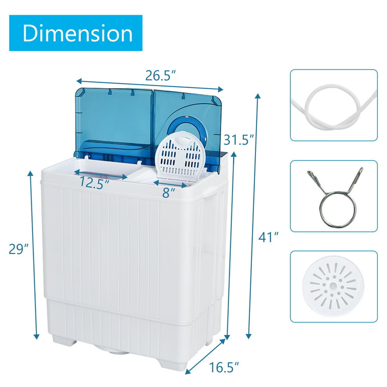 Gymax 26 lbs Twin Tub Laundry Washer Portable Semi-Automatic Washing  Machine Blue