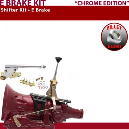 American Shifter PG Shifter Kit Chrome 6 in. E Brake Push Button Floor Handle Billet Knob for EC9A2