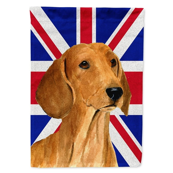 Dachshund with English Union Jack British Flag Garden Flag