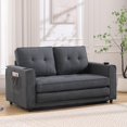 thumbnail image 3 of 3-in-1 Upholstered Futon Sofa Convertible Sofa bed,Foldable Tufted Loveseat with Pull Out Sleeper Couch Bed,Folding Mattres Love Seat Daybed W/Side Pockets and Cup Holder, 3 of 16
