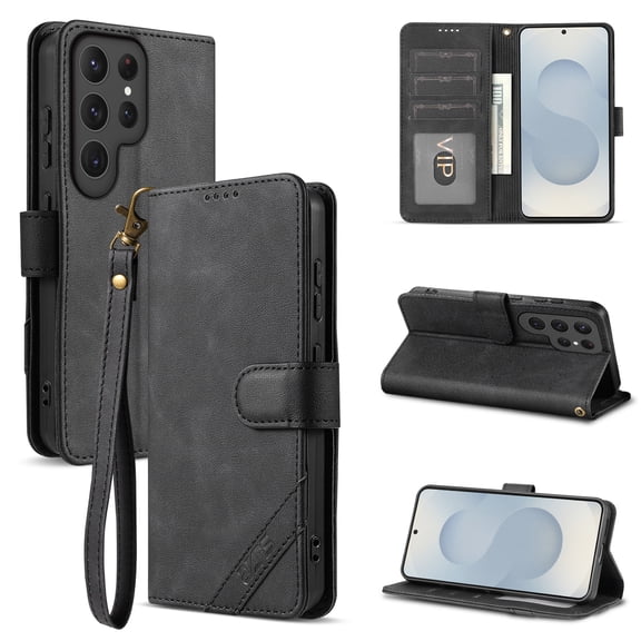Case for Samsung Galaxy S24 Ultra Retro Flip Wallet Leather Phone Cover with Card Slot Stand Holder Shockproof Protective