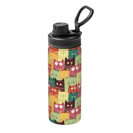 

Xecao Cute Cartoon Cat for 18oz Sports Insulated Kettle Thermos Flask For Outdoor Fitness Running And Travel Thermos Flask Insulated Water Bottles