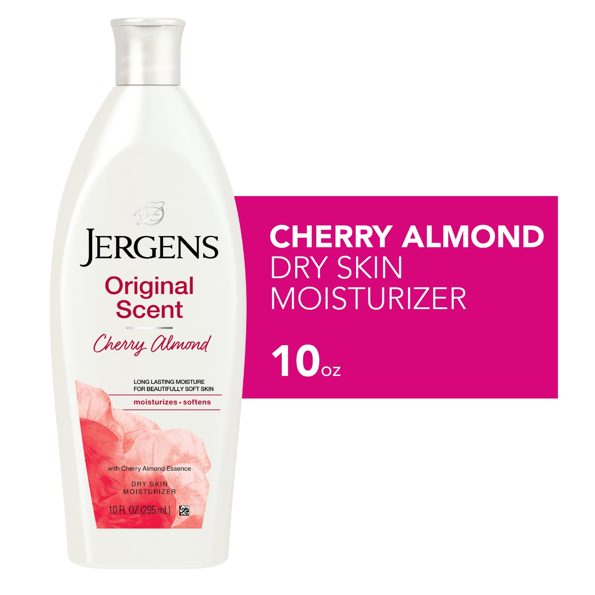 Jergens Hand and Body Lotion, Original Scent Moisturizing Body Lotion, with Cherry Almond Essence, 10 Oz