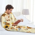 thumbnail image 6 of Naloa Watercolor Bee Honey Honeycomb Bee Men’s Pajamas Set - Long Sleeve Button Down Sleep Shirt and Pajama Bottoms Sleepwear Set-XX-Large, 6 of 7