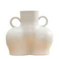 thumbnail image 1 of TheFound Ceramic Vase Human Body Shaped Desktop Plant Container Ring Handle, 1 of 9