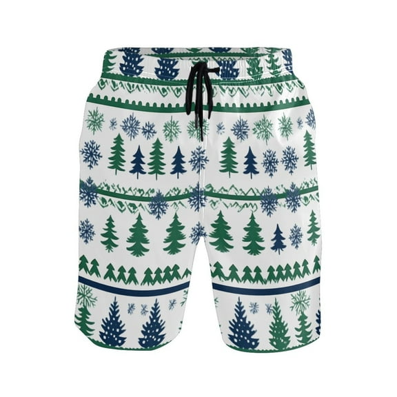 joogoo Men's Swim Trunks Winter Christmas Trees Beach Shorts with Pockets M