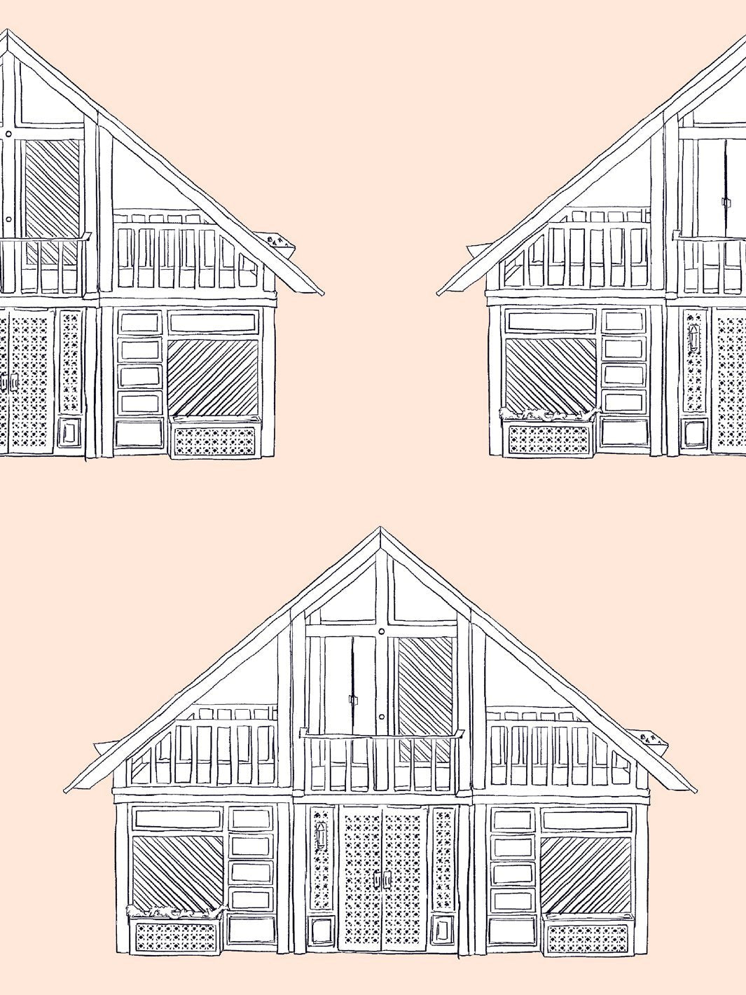 Dreamhouse Classic Removable Vinyl Wallpaper by Barbie - Peach