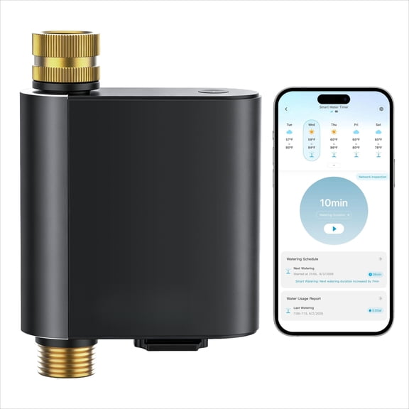 H5901 Bluetooth Smart Sprinkler Timer, Gateway not Included,Remote Control up to 229ft, Brass Inlet & Outlet, 2Yr Battery Life, IP67 Waterproof, for Garden/Lawn/Yard