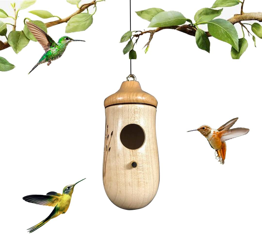 Kreigaven Hummingbird House, Wooden Hummingbird House for Outside